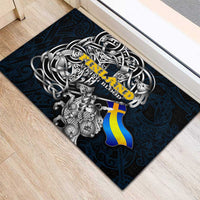Sweden Viking Blood Rubber Doormat Nordic Runes and Shield of Ancestry in Tribal Knotwork
