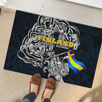 Sweden Viking Blood Rubber Doormat Nordic Runes and Shield of Ancestry in Tribal Knotwork