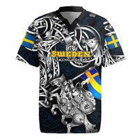 Personalized Sweden Viking Blood Rugby Jersey Nordic Runes and Shield of Ancestry in Tribal Knotwork