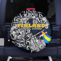 Sweden Viking Blood Spare Tire Cover Nordic Runes and Shield of Ancestry in Tribal Knotwork