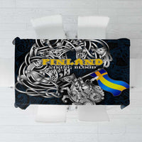 Sweden Viking Blood Tablecloth Nordic Runes and Shield of Ancestry in Tribal Knotwork