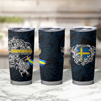 Sweden Viking Blood Tumbler Cup Nordic Runes and Shield of Ancestry in Tribal Knotwork