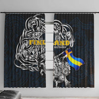 Sweden Viking Blood Window Curtain Nordic Runes and Shield of Ancestry in Tribal Knotwork