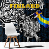 Sweden Viking Blood Window Curtain Nordic Runes and Shield of Ancestry in Tribal Knotwork
