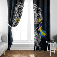 Sweden Viking Blood Window Curtain Nordic Runes and Shield of Ancestry in Tribal Knotwork