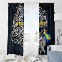 Sweden Viking Blood Window Curtain Nordic Runes and Shield of Ancestry in Tribal Knotwork