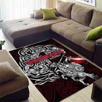 Denmark Viking Blood Area Rug Nordic Runes and Shield of Ancestry in Tribal Knotwork
