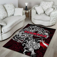 Denmark Viking Blood Area Rug Nordic Runes and Shield of Ancestry in Tribal Knotwork