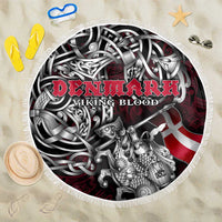 Denmark Viking Blood Beach Blanket Nordic Runes and Shield of Ancestry in Tribal Knotwork