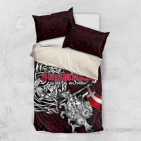 Denmark Viking Blood Bedding Set Nordic Runes and Shield of Ancestry in Tribal Knotwork