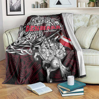 Denmark Viking Blood Blanket Nordic Runes and Shield of Ancestry in Tribal Knotwork