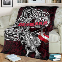 Denmark Viking Blood Blanket Nordic Runes and Shield of Ancestry in Tribal Knotwork