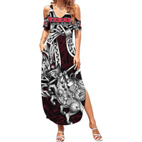 Personalized Denmark Viking Blood Family Matching Summer Maxi Dress and Hawaiian Shirt Nordic Runes and Shield of Ancestry in Tribal Knotwork
