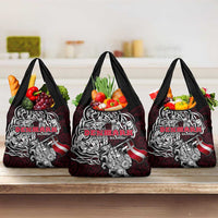 Denmark Viking Blood Grocery Bag Nordic Runes and Shield of Ancestry in Tribal Knotwork