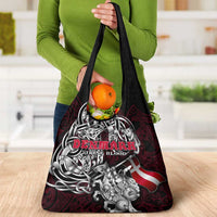 Denmark Viking Blood Grocery Bag Nordic Runes and Shield of Ancestry in Tribal Knotwork