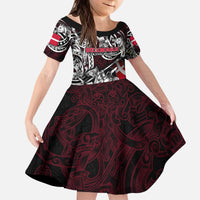 Personalized Denmark Viking Blood Kid Short Sleeve Dress Nordic Runes and Shield of Ancestry in Tribal Knotwork