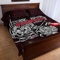 Denmark Viking Blood Quilt Bed Set Nordic Runes and Shield of Ancestry in Tribal Knotwork