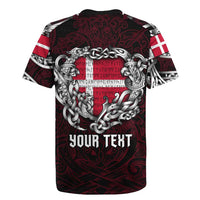 Personalized Denmark Viking Blood Rugby Jersey Nordic Runes and Shield of Ancestry in Tribal Knotwork