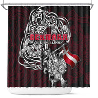 Denmark Viking Blood Shower Curtain Nordic Runes and Shield of Ancestry in Tribal Knotwork