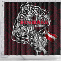 Denmark Viking Blood Shower Curtain Nordic Runes and Shield of Ancestry in Tribal Knotwork