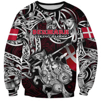 Personalized Denmark Viking Blood Sweatshirt Nordic Runes and Shield of Ancestry in Tribal Knotwork