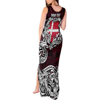 Personalized Denmark Viking Blood Tank Maxi Dress Nordic Runes and Shield of Ancestry in Tribal Knotwork