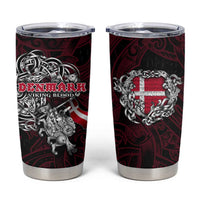 Denmark Viking Blood Tumbler Cup Nordic Runes and Shield of Ancestry in Tribal Knotwork