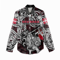 Personalized Denmark Viking Blood Women Casual Shirt Nordic Runes and Shield of Ancestry in Tribal Knotwork