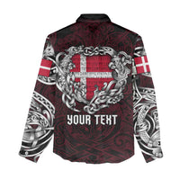 Personalized Denmark Viking Blood Women Casual Shirt Nordic Runes and Shield of Ancestry in Tribal Knotwork