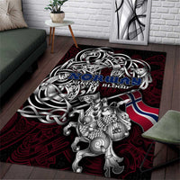 Norway Viking Blood Area Rug Nordic Runes and Shield of Ancestry in Tribal Knotwork