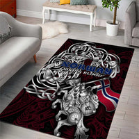 Norway Viking Blood Area Rug Nordic Runes and Shield of Ancestry in Tribal Knotwork