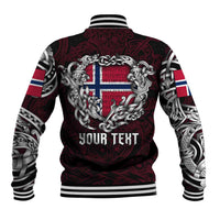 Personalized Norway Viking Blood Baseball Jacket Nordic Runes and Shield of Ancestry in Tribal Knotwork
