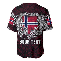 Personalized Norway Viking Blood Baseball Jersey Nordic Runes and Shield of Ancestry in Tribal Knotwork