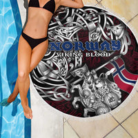 Norway Viking Blood Beach Blanket Nordic Runes and Shield of Ancestry in Tribal Knotwork