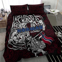 Norway Viking Blood Bedding Set Nordic Runes and Shield of Ancestry in Tribal Knotwork