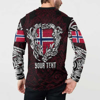 Personalized Norway Viking Blood Button Sweatshirt Nordic Runes and Shield of Ancestry in Tribal Knotwork