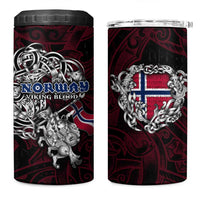 Norway Viking Blood 4 in 1 Can Cooler Tumbler Nordic Runes and Shield of Ancestry in Tribal Knotwork