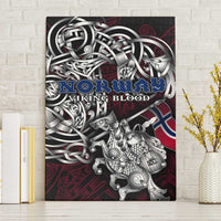 Norway Viking Blood Canvas Wall Art Nordic Runes and Shield of Ancestry in Tribal Knotwork