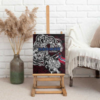 Norway Viking Blood Canvas Wall Art Nordic Runes and Shield of Ancestry in Tribal Knotwork