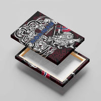Norway Viking Blood Canvas Wall Art Nordic Runes and Shield of Ancestry in Tribal Knotwork