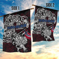 Norway Viking Blood Garden Flag Nordic Runes and Shield of Ancestry in Tribal Knotwork