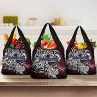 Norway Viking Blood Grocery Bag Nordic Runes and Shield of Ancestry in Tribal Knotwork