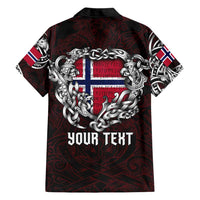 Personalized Norway Viking Blood Hawaiian Shirt Nordic Runes and Shield of Ancestry in Tribal Knotwork