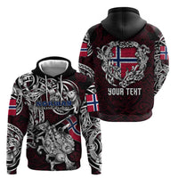 Personalized Norway Viking Blood Hoodie Nordic Runes and Shield of Ancestry in Tribal Knotwork