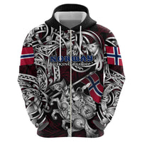 Personalized Norway Viking Blood Hoodie Nordic Runes and Shield of Ancestry in Tribal Knotwork