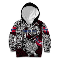 Personalized Norway Viking Blood Kid Hoodie Nordic Runes and Shield of Ancestry in Tribal Knotwork