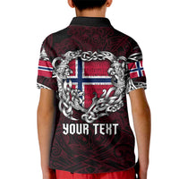 Personalized Norway Viking Blood Kid Polo Shirt Nordic Runes and Shield of Ancestry in Tribal Knotwork