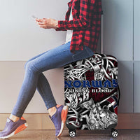 Norway Viking Blood Luggage Cover Nordic Runes and Shield of Ancestry in Tribal Knotwork