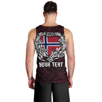 Personalized Norway Viking Blood Men Tank Top Nordic Runes and Shield of Ancestry in Tribal Knotwork