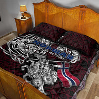 Norway Viking Blood Quilt Bed Set Nordic Runes and Shield of Ancestry in Tribal Knotwork